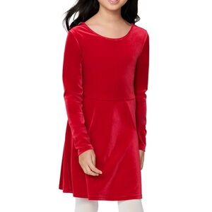 Red Girls Velour Dress - Size 10/12